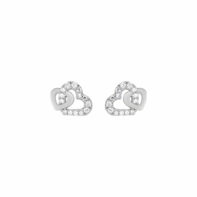 Boucles d'oreilles clous en argent rhodié et oxyde de zirconium