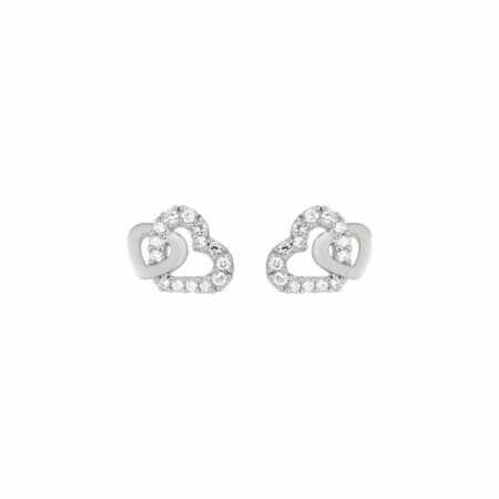 Boucles d'oreilles clous en argent rhodié et oxyde de zirconium