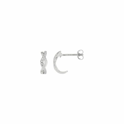 Boucles d'oreilles clous en argent rhodié et oxydes de zirconium