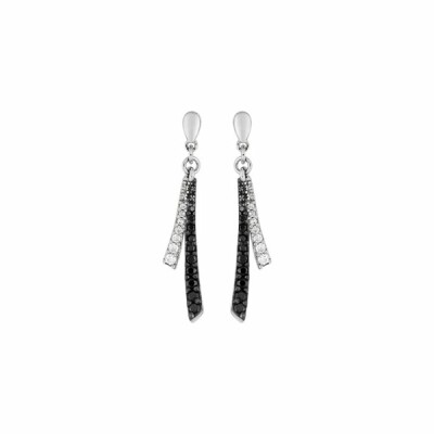 Boucles d'oreilles pendantes en argent rhodié et oxydes de zirconium