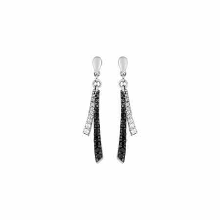 Boucles d'oreilles pendantes en argent rhodié et oxydes de zirconium