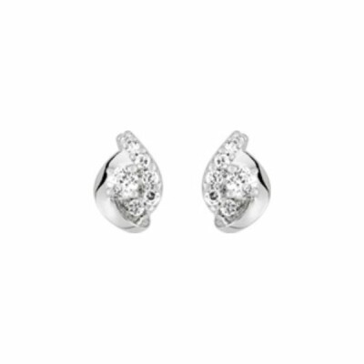 Boucles d'oreilles clous en argent rhodié et oxyde de zirconium