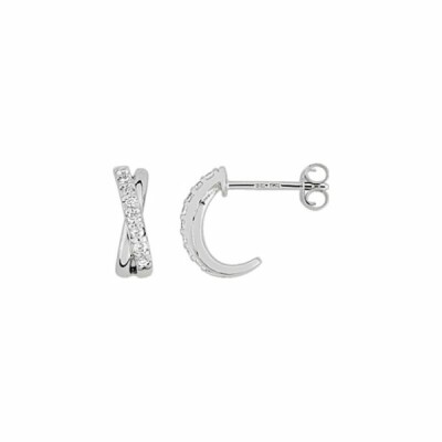 Boucles d'oreilles en argent rhodié et oxydes de zirconium