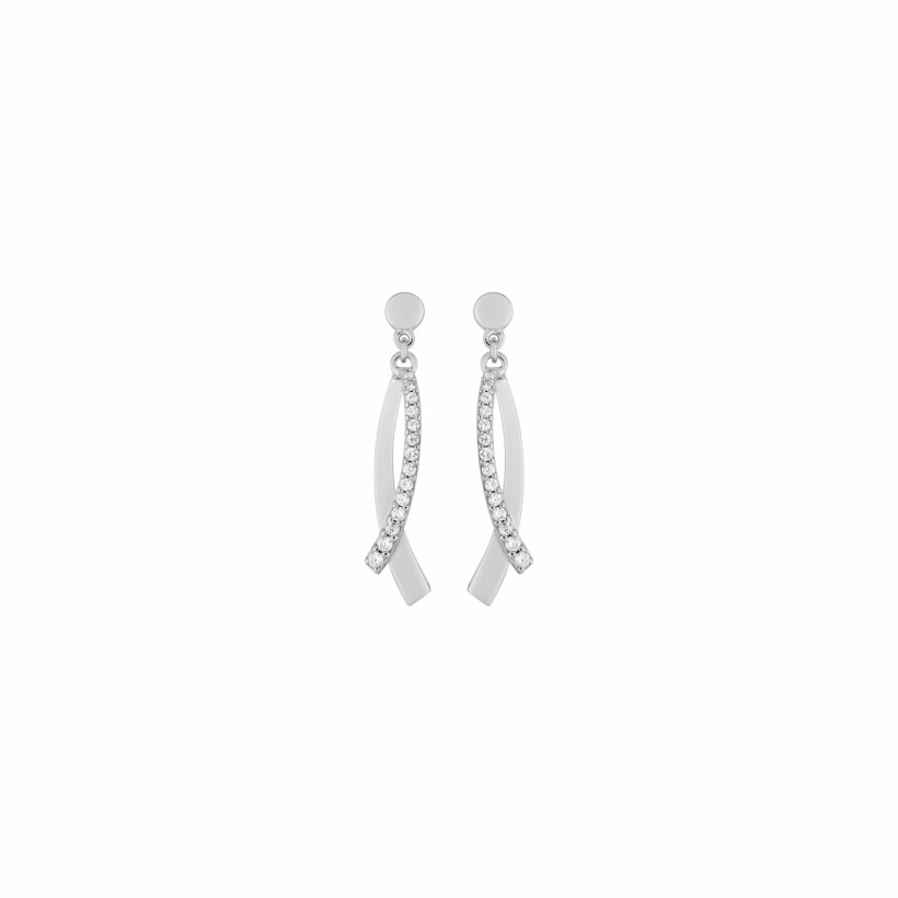 Boucles d'oreilles pendantes en argent rhodié et oxydes de zirconium