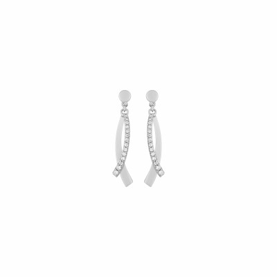 Boucles d'oreilles pendantes en argent rhodié et oxydes de zirconium