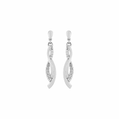 Boucles d'oreilles pendantes en argent rhodié et oxydes de zirconium