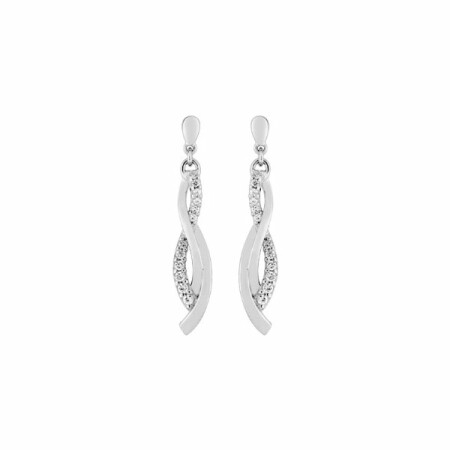 Boucles d'oreilles pendantes en argent rhodié et oxydes de zirconium