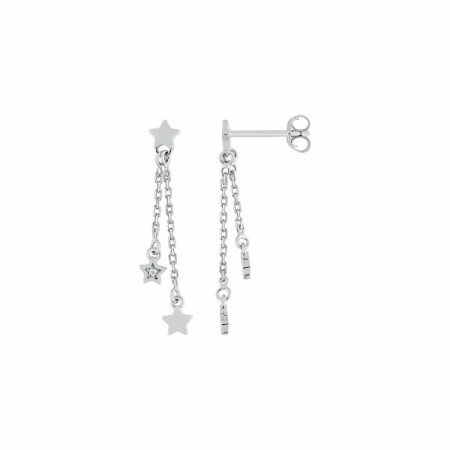 Boucles d'oreilles pendantes en argent rhodié et oxyde de zirconium