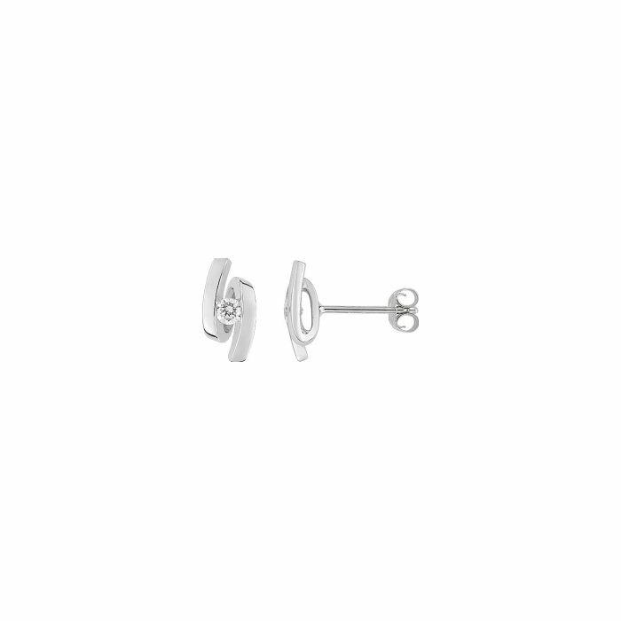 Boucles d'oreilles clous en argent rhodié et oxydes de zirconium