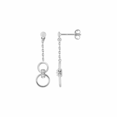 Boucles d'oreilles pendantes en argent et oxydes de zirconium