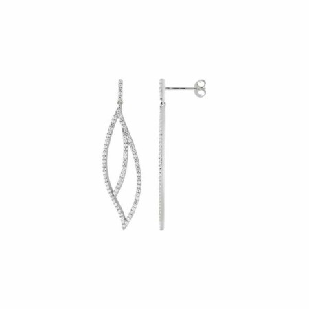 Boucles d'oreilles en argent, rhodium et oxyde de zirconium