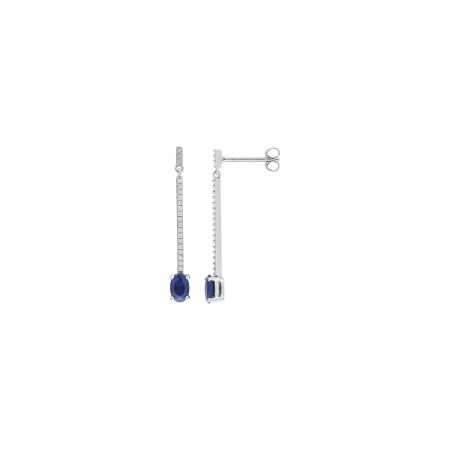 Boucles d'oreilles pendantes en argent rhodié et oxydes de zirconium