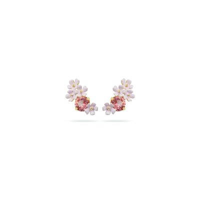 Puces d'oreilles Les Néréides Bal de Printemps en laiton doré à l'or fin, émail et verre