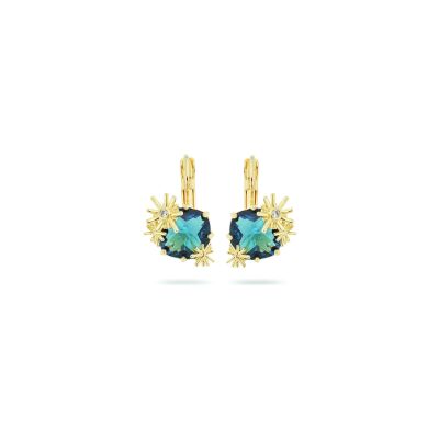 Boucles d'oreilles pendantes Les Néréides Nuit Etoilée en laiton doré à l'or fin, émail et verre