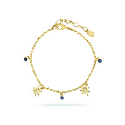 Bracelet Les Néréides Nuit Etoilée en laiton doré à l'or fin, émail et verre