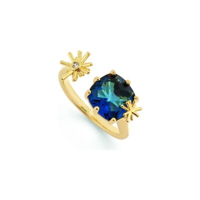 Bague Les Néréides Nuit Etoilée en laiton doré à l'or fin, émail et verre