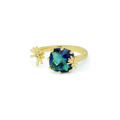 Bague Les Néréides Nuit Etoilée en laiton doré à l'or fin, émail et verre