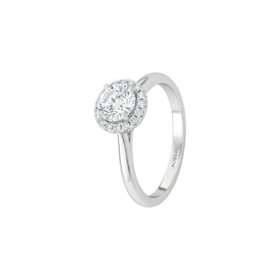Bague Paloma en or blanc palladié, diamant de 0.25ct et 14 diamants ronds brillants de 0.07ct