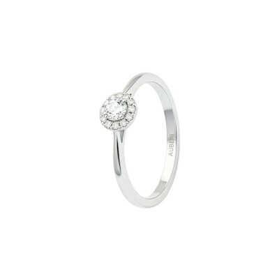 Bague Paloma en or blanc palladié, diamant de 0.40ct et 14 diamants ronds brillants de 0.08ct