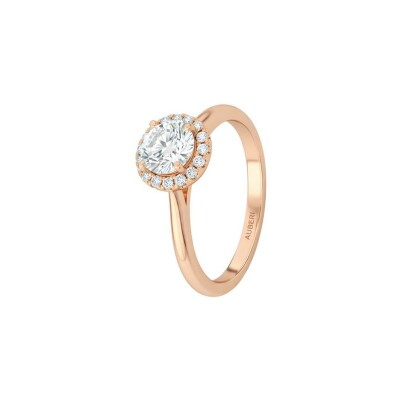 Bague Paloma en or rose, diamant de 0.40ct et 14 diamants ronds brillants de 0.08ct