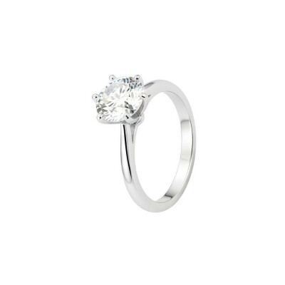 Solitaire Liz en or blanc palladié et diamant rond de 3.01ct