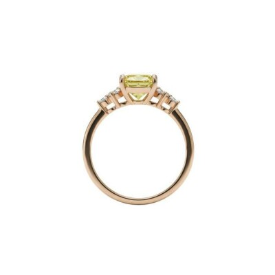 Bague Liz en or rose, diamant jaune coussin de 1.28ct et 6 diamants de 0.11ct