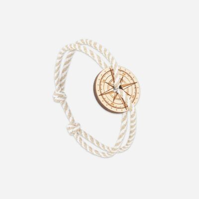 Bracelet sur cordon Le Vent à la Française Rose des vents en bois