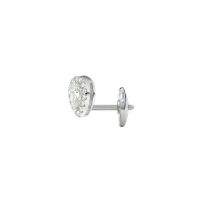 Boucles d'oreilles poires Gabrielle en or blanc, diamants poire de 0.30ct et 28 diamants ronds brillants de 0.12ct