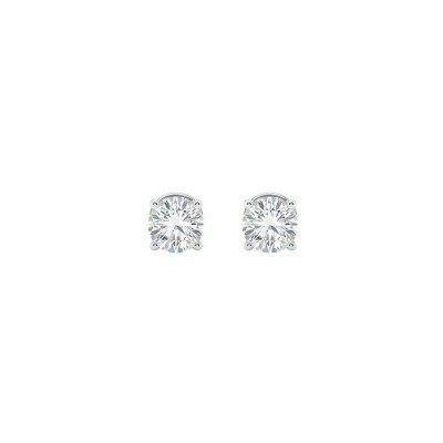 Boucles d'oreilles 3 griffes Jackie en or blanc et diamant 0.15ct