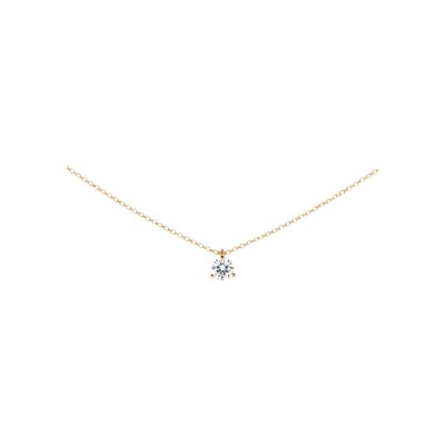 Pendentif 3 griffes Jackie en or rose et diamant 0.30ct