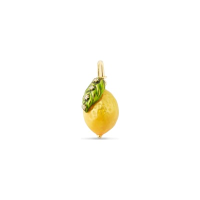 Pendentif Les Néréides Citron en laiton doré à l'or fin, émail