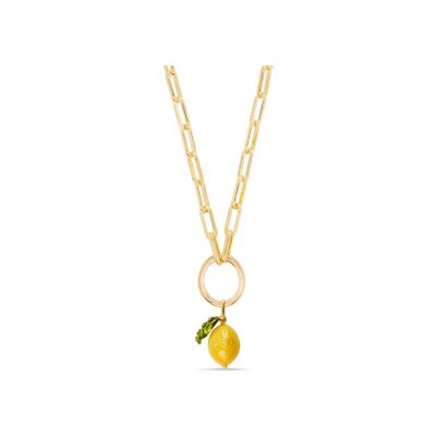Pendentif Les Néréides Citron en laiton doré à l'or fin, émail
