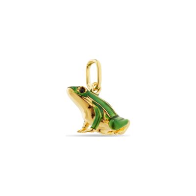 Pendentif Les Néréides Grenouille en laiton doré à l'or fin, émail et verre