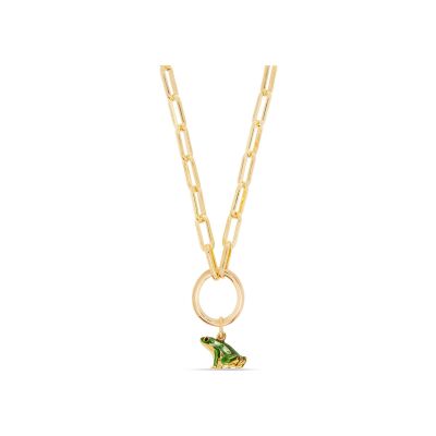 Pendentif Les Néréides Grenouille en laiton doré à l'or fin, émail et verre