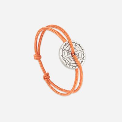 Bracelet sur cordon Le Vent à la Française Rose des vents en argent vieilli