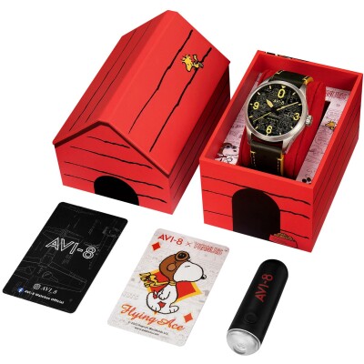 Montre AVI-8 Spitfire Smith Automatique Peanuts Snoopy As de l'Aviation Édition Limitée AV-4134-02