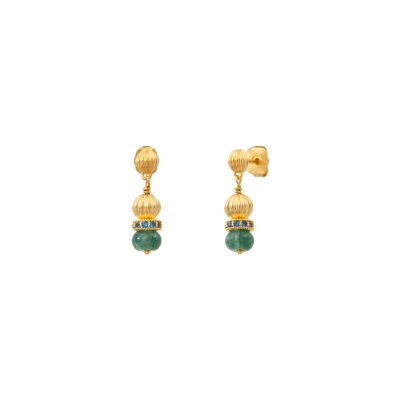 Boucles d'oreilles SATELLITE Avola en plaqué or, oxyde de zirconium et quartz