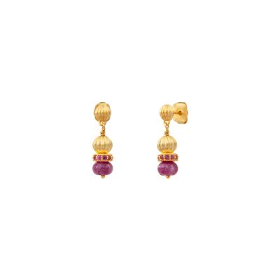 Boucles d'oreilles SATELLITE Avola en plaqué or, oxyde de zirconium et quartz