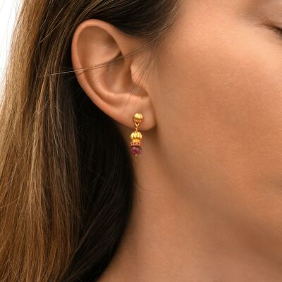 Boucles d'oreilles SATELLITE Avola en plaqué or, oxyde de zirconium et quartz