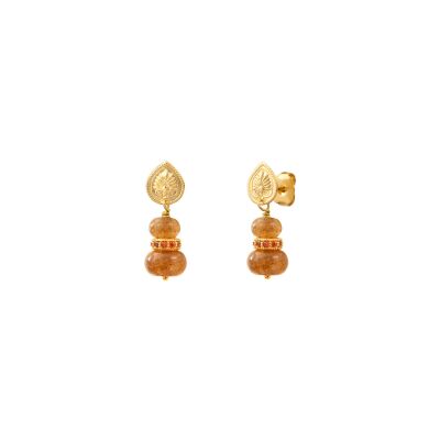 Boucles d'oreilles SATELLITE Avola en plaqué or, oxyde de zirconium et quartz