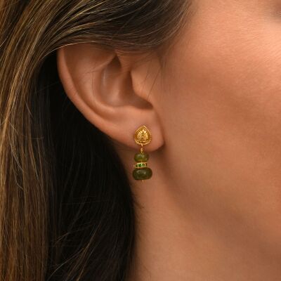 Boucles d'oreilles SATELLITE Avola en plaqué or, oxyde de zirconium et quartz