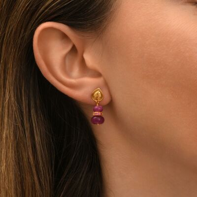 Boucles d'oreilles SATELLITE Avola en plaqué or, oxyde de zirconium et quartz