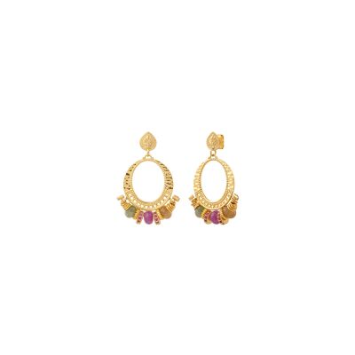 Boucles d'oreilles SATELLITE Avola en plaqué or, oxyde de zirconium et quartz
