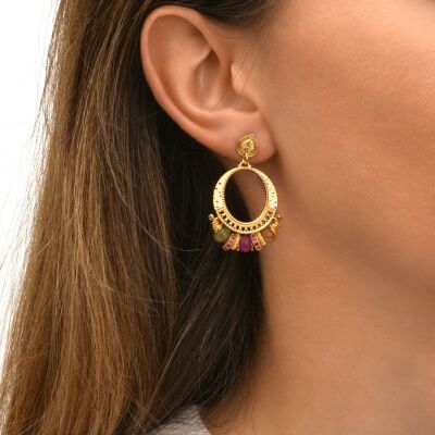Boucles d'oreilles SATELLITE Avola en plaqué or, oxyde de zirconium et quartz