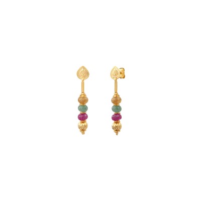 Boucles d'oreilles SATELLITE Avola en plaqué or et quartz