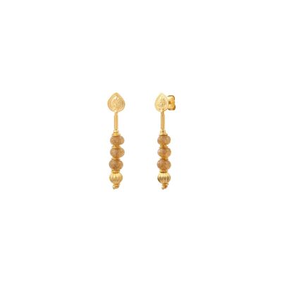 Boucles d'oreilles SATELLITE Avola en plaqué or et quartz