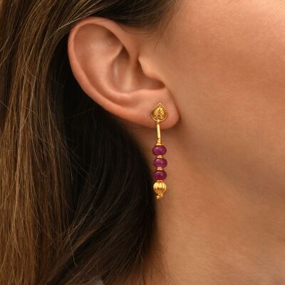 Boucles d'oreilles SATELLITE Avola en plaqué or et quartz