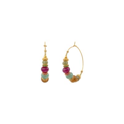 Boucles d'oreilles SATELLITE Avola en plaqué or, oxyde de zirconium et quartz
