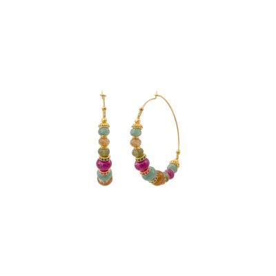 Boucles d'oreilles SATELLITE Avola en plaqué or, oxyde de zirconium et quartz