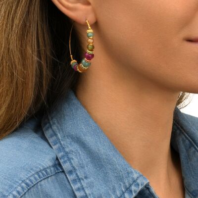 Boucles d'oreilles SATELLITE Avola en plaqué or, oxyde de zirconium et quartz